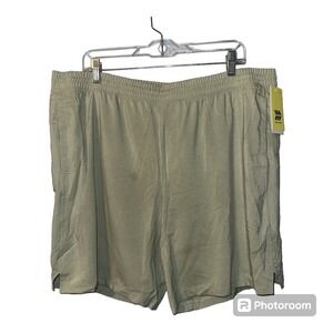 All In Motion Mens Heathered Green Lined Running Shorts, XL